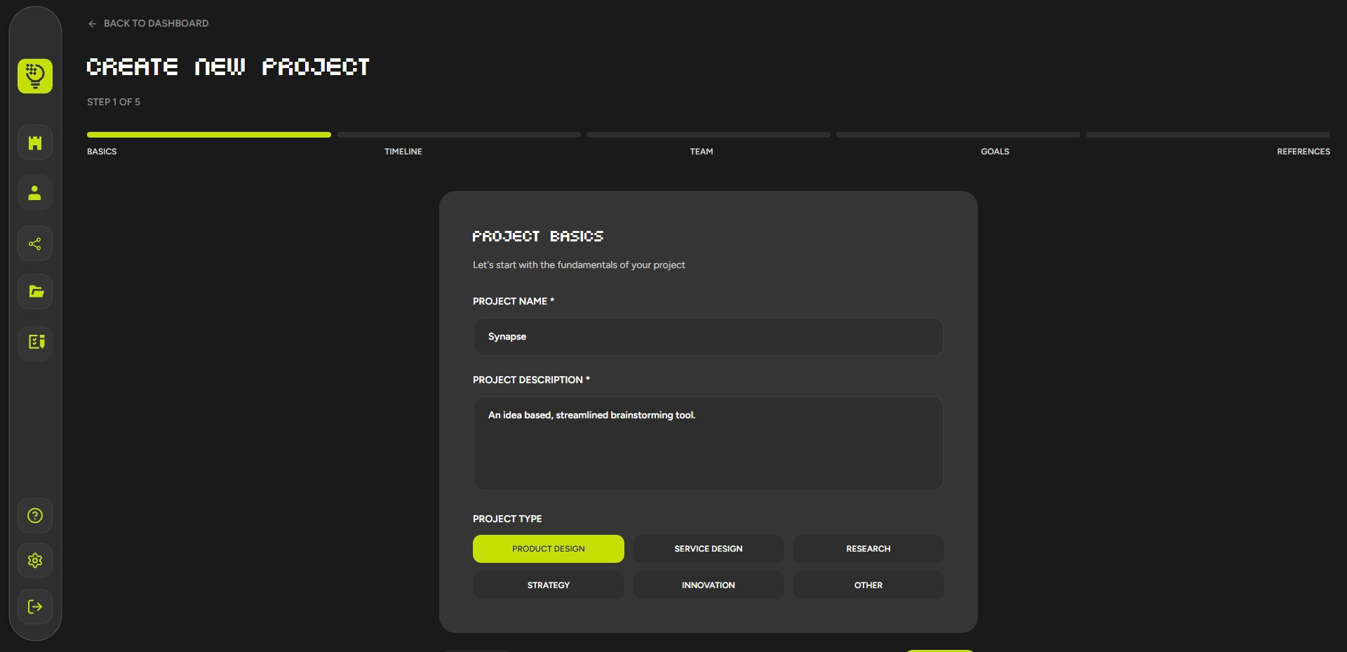 Synapse create new project