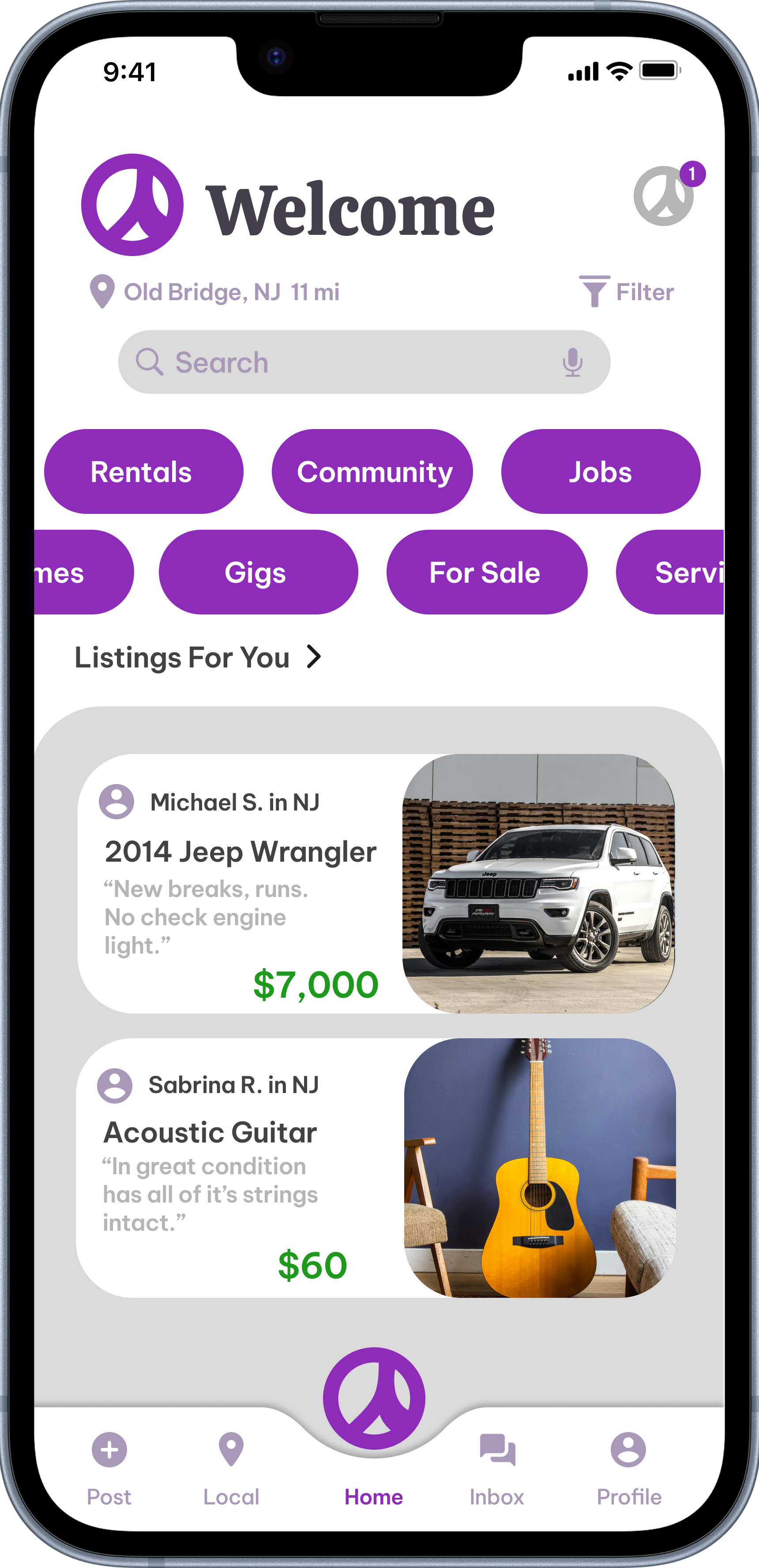 Craigslist redesign home screen