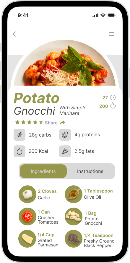 Recipe app screen 3